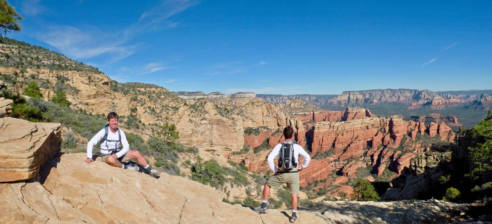 Man standing in front of red canyon