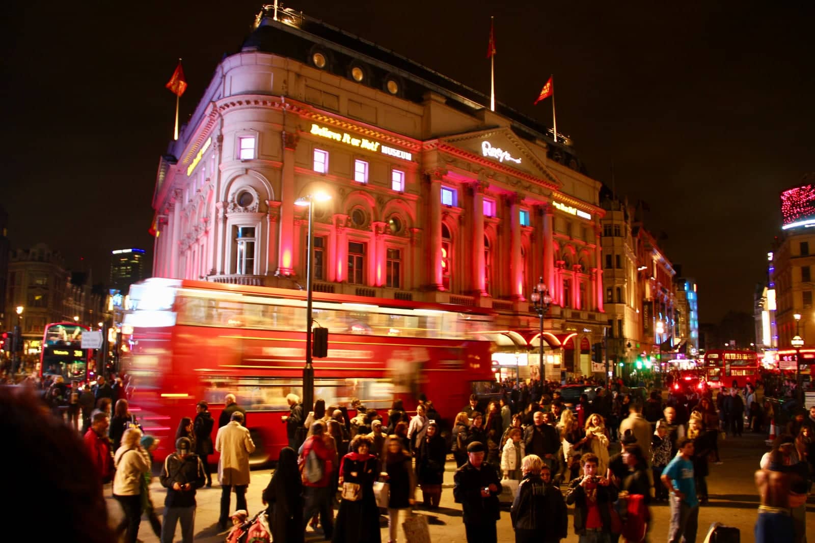 People congregating near Piccadilly Circus in London