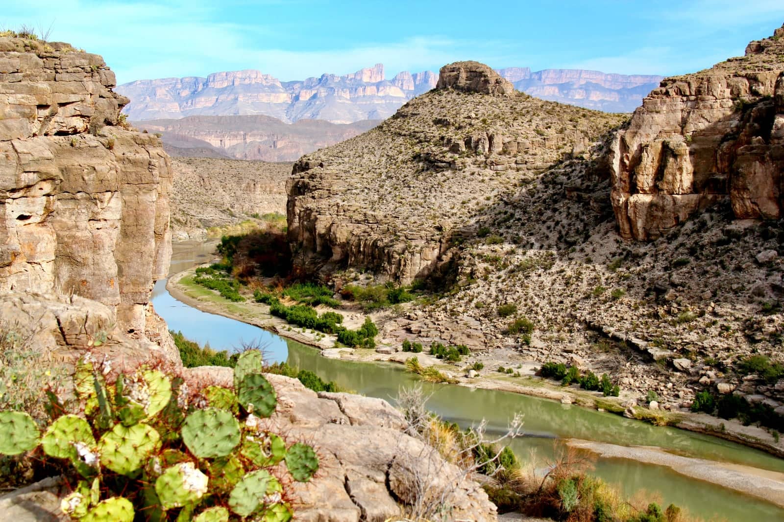 Rugged canyon and green river in Texas