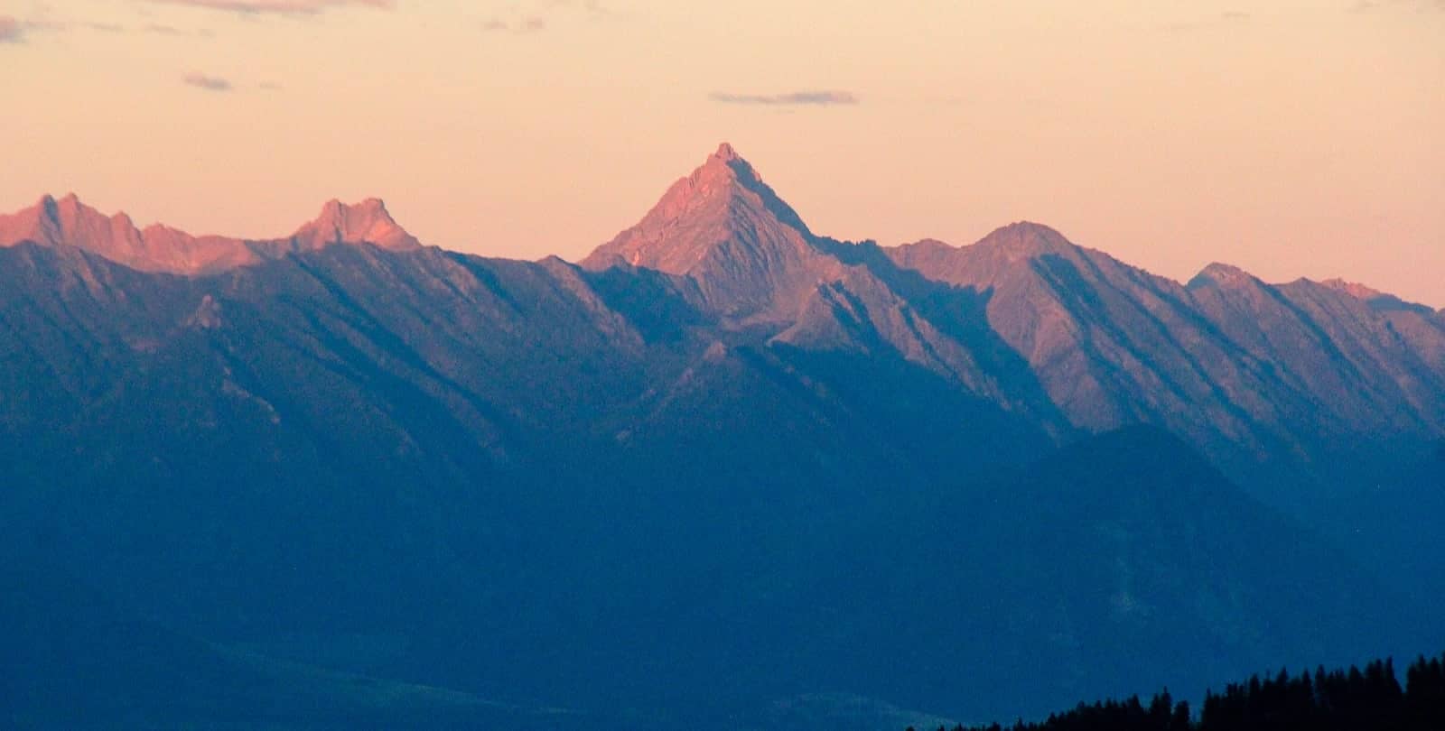 Rugged Fish Peak mountain with morning sunlight