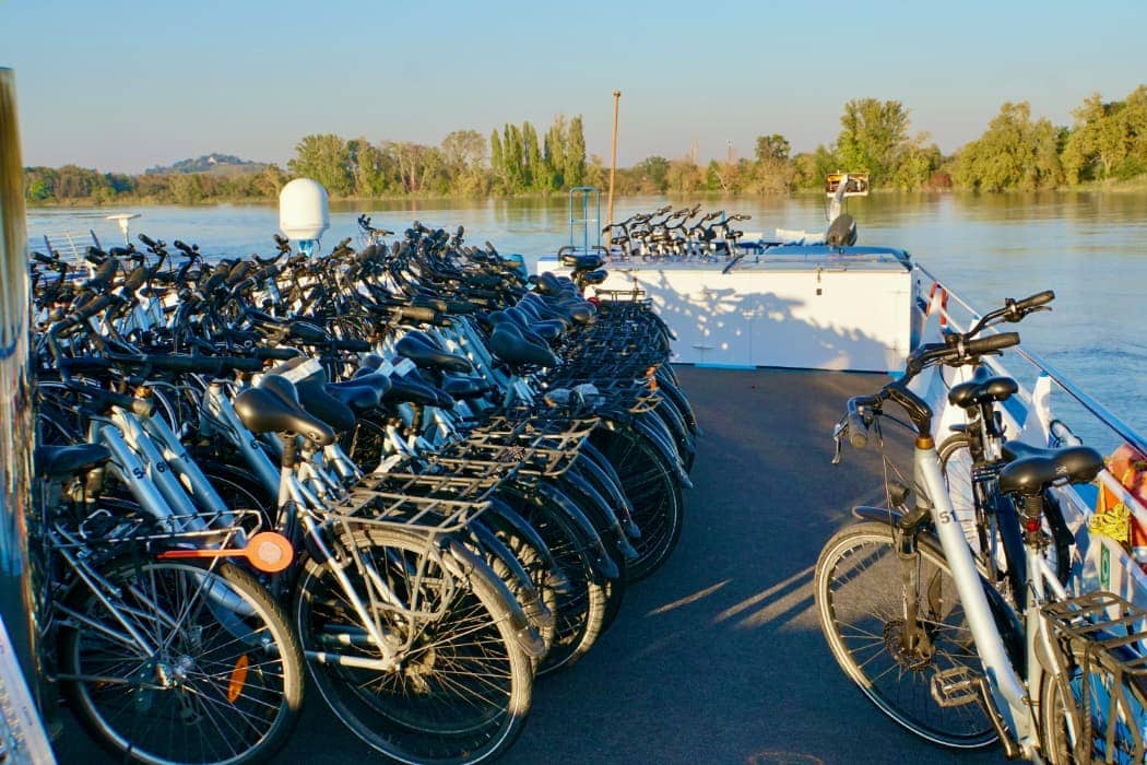 Bikes along waterway