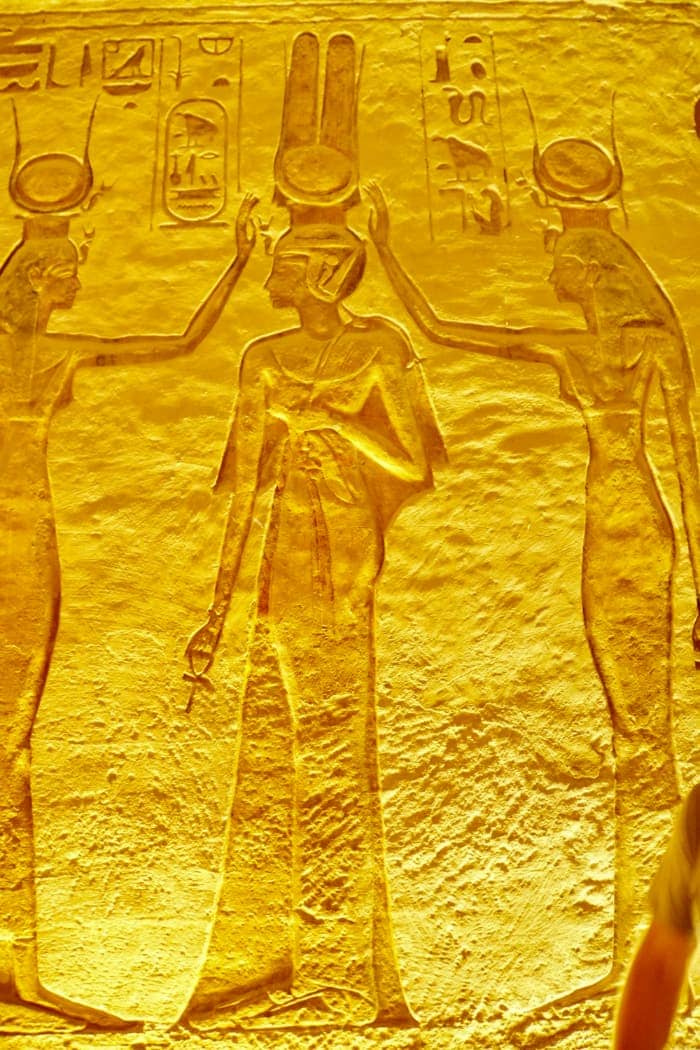 Egyptian figures on rock