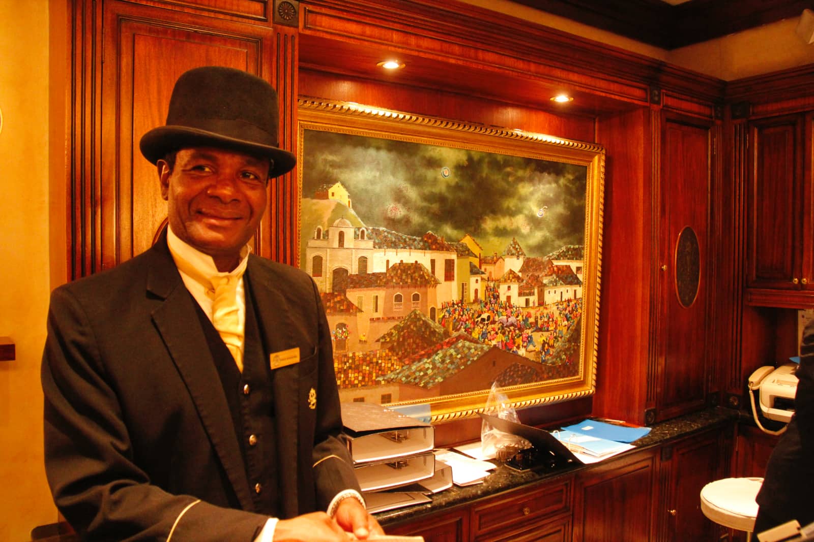 Man in top hat at hotel