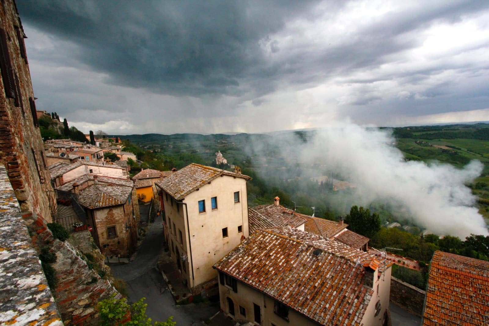 Old village with rainy weather