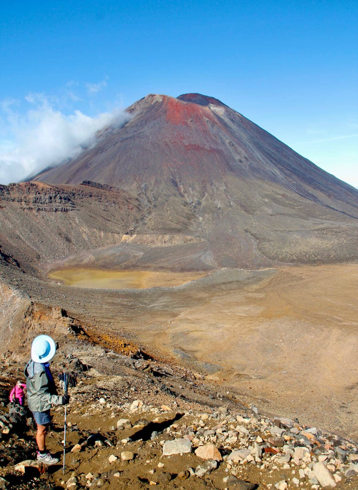 Person observing volcano