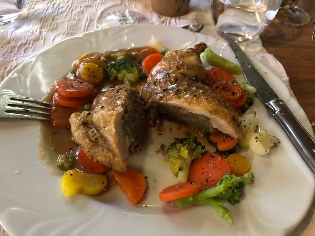 Plate of chicken and vegetables