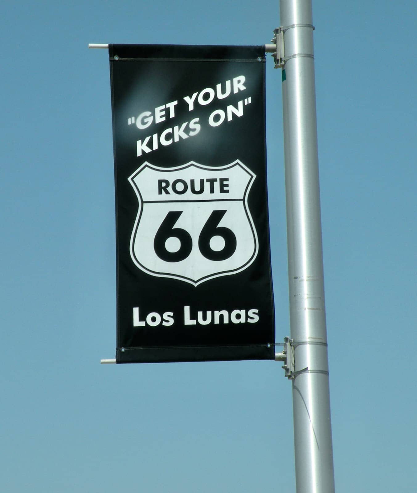 Route 66 sign on silver pole