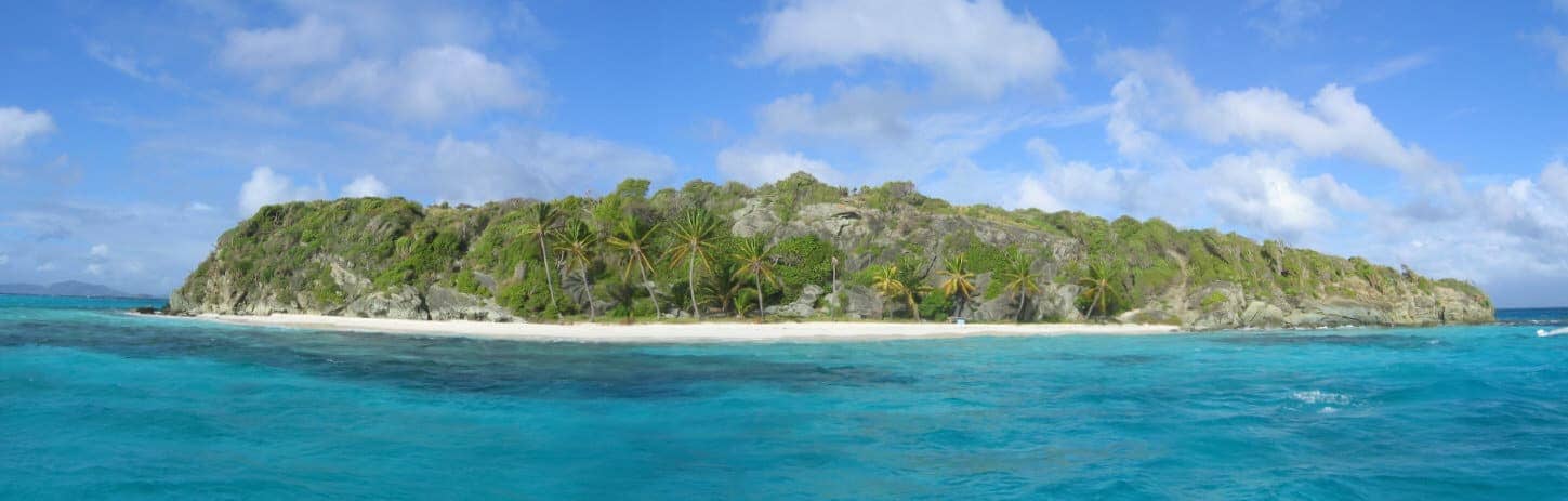 Small tropical island with palm trees