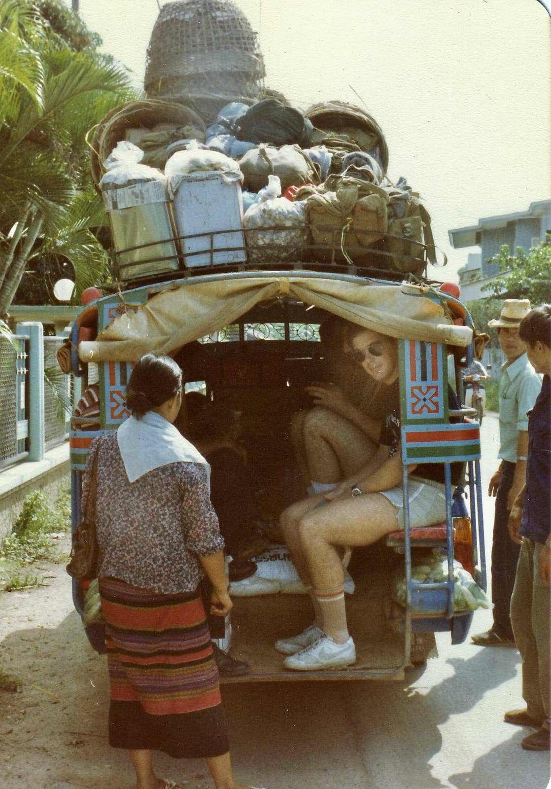 Tuk tuk loaded with people and gear