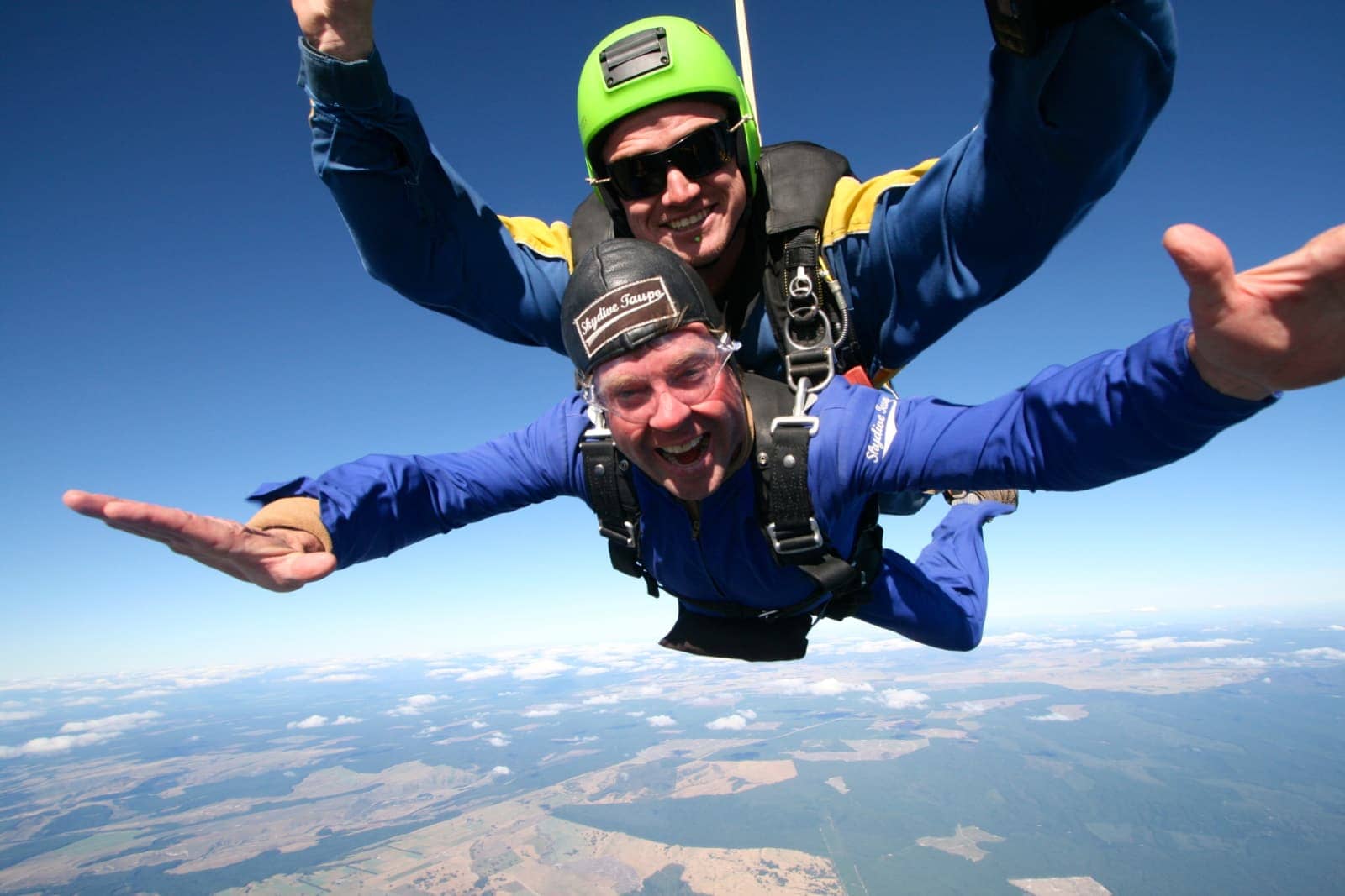 Two men tandem sky diving