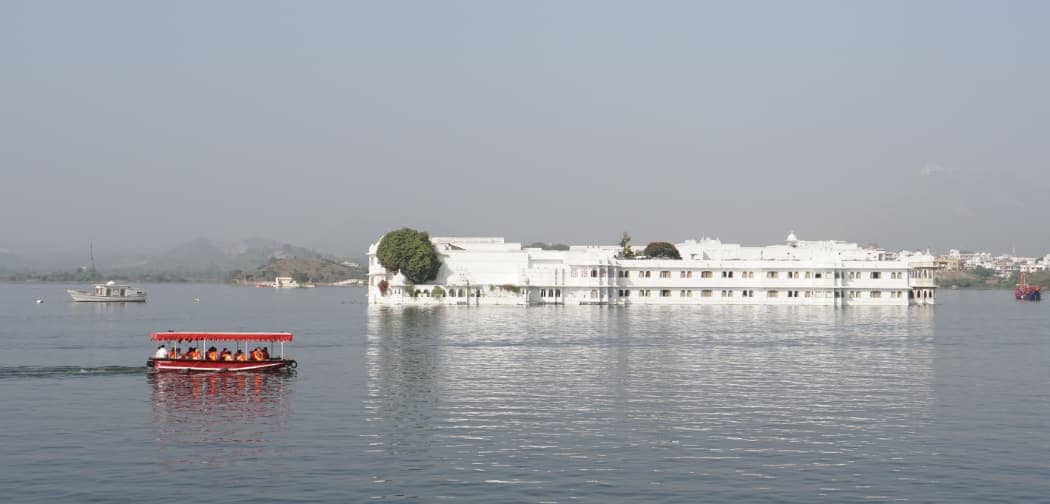 White building floating on lake