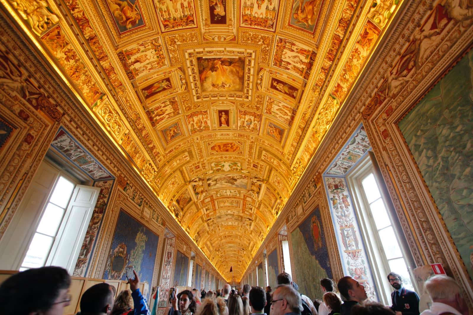 Yellow and red decorated ceiling